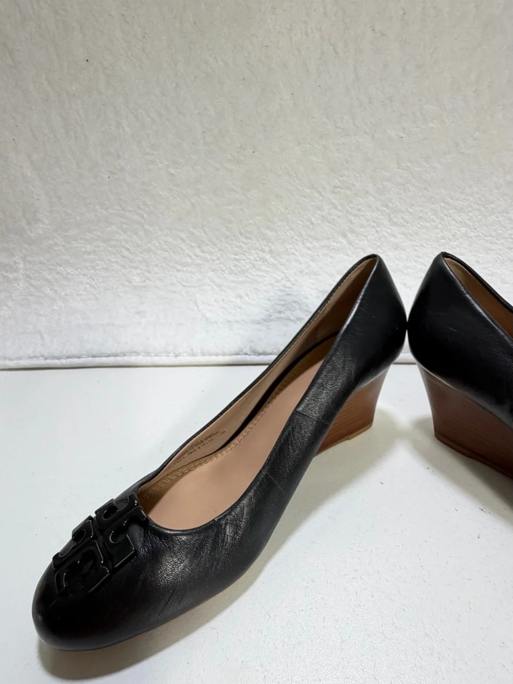 Tory Burch Sally Leather Wedge Pumps Black Double T Women’s 7.5 Tory Burch Shoes